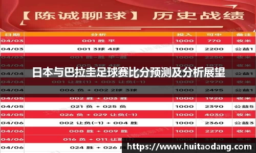 日本与巴拉圭足球赛比分预测及分析展望